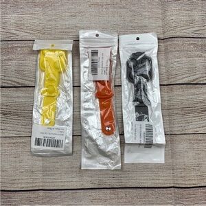 Kids Set Of 3 Fidget Popping Bracelets Sensory Silicone Yellow Orange Gray